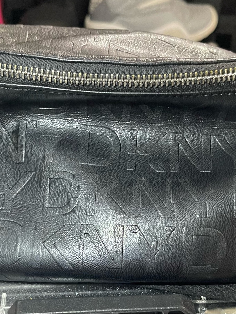 DKNY Black Embossed Leather Belt Bag